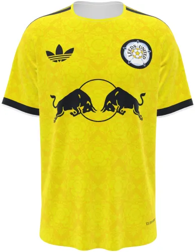 Camisa visitante do Leeds United 2026 - 2027 amarela com padrão floral tom sobre tom, frente e costas