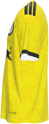 Camisa visitante do Leeds United 2026 - 2027 amarela com padrão floral tom sobre tom, frente e costas