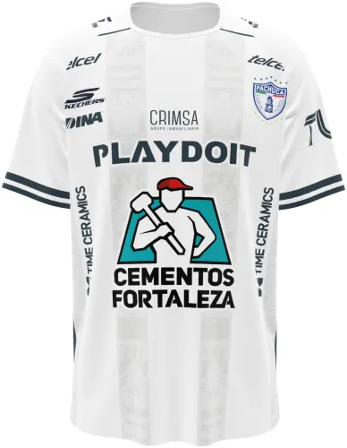 Camisa visitante do Pachuca 2026 - 2027 branca com coluna central ornamentada, frente e costas