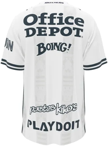 Camisa visitante do Pachuca 2026 - 2027 branca com coluna central ornamentada, frente e costas