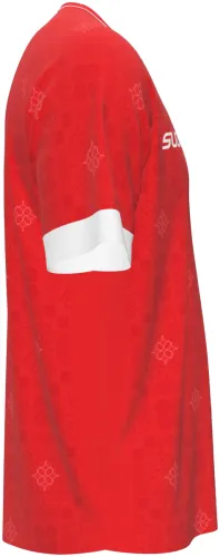 Camisa titular do País de Gales 2026 - 2027 vermelha com ladrilho celta tom sobre tom, frente e costas