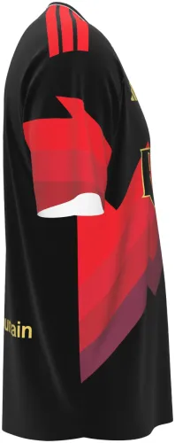 Camisa terceiro uniforme do Real Salt Lake 2026 preta com montanhas vermelhas, frente e costas