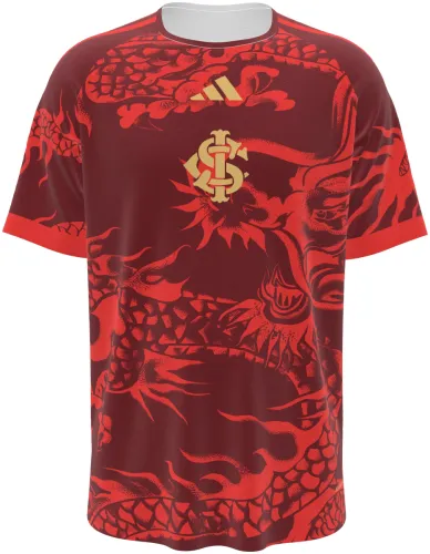 Camisa terceiro uniforme do SC Internacional 2026 bordô com um dragão chinês, frente e costas