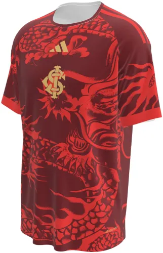 Camisa terceiro uniforme do SC Internacional 2026 bordô com um dragão chinês, frente e costas
