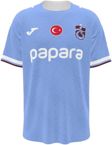 Camisa visitante do Trabzonspor 2026 - 2027 azul-clara com quadriculado tom sobre tom, frente e costas