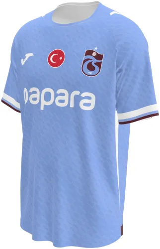 Camisa visitante do Trabzonspor 2026 - 2027 azul-clara com quadriculado tom sobre tom, frente e costas