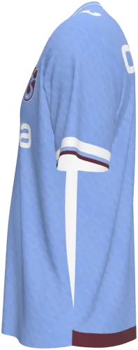 Camisa visitante do Trabzonspor 2026 - 2027 azul-clara com quadriculado tom sobre tom, frente e costas