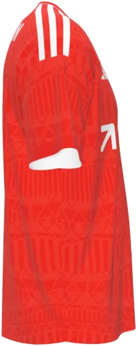 Camisa titular do Union Berlin 2026 - 2027 vermelha com padrão geométrico tom sobre tom, frente e costas