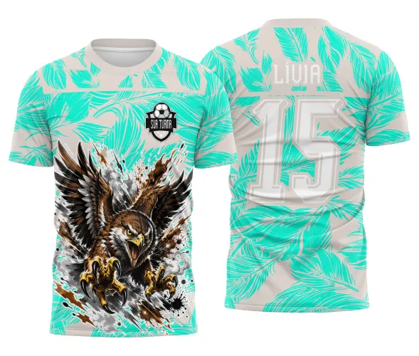 Arte de gavião para camisa de torcida escolar com visual esportivo e composição impactante Arte Autoral Doces Desenhos