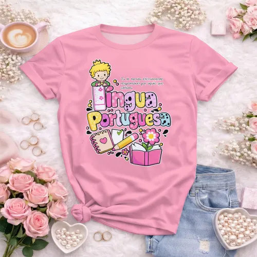 Arte para Camiseta de Língua Portuguesa Doces Desenhos