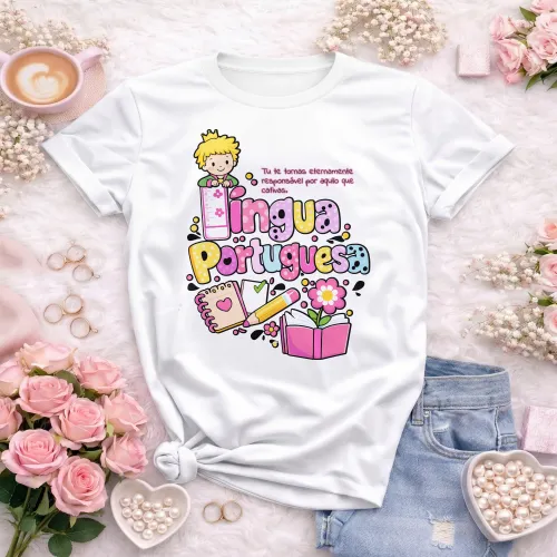 Arte para Camiseta de Língua Portuguesa Doces Desenhos