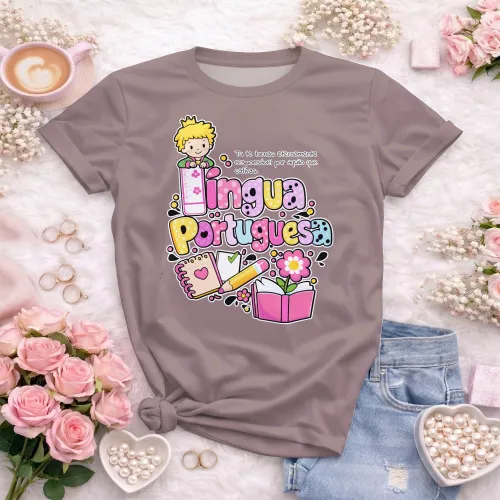 Arte para Camiseta de Língua Portuguesa Doces Desenhos
