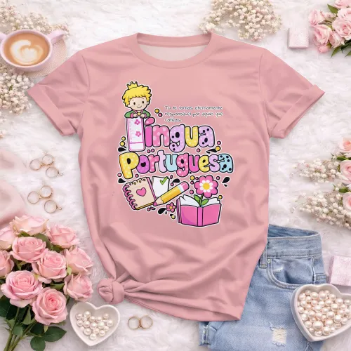 Arte para Camiseta de Língua Portuguesa Doces Desenhos