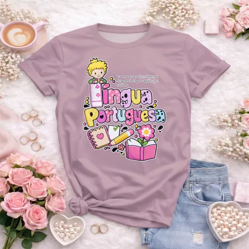 Arte para Camiseta de Língua Portuguesa Doces Desenhos