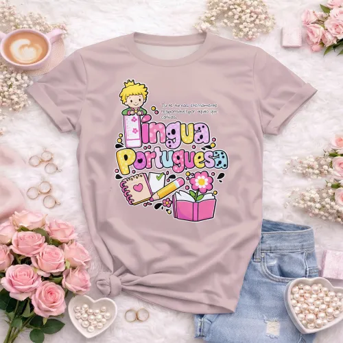 Arte para Camiseta de Língua Portuguesa Doces Desenhos