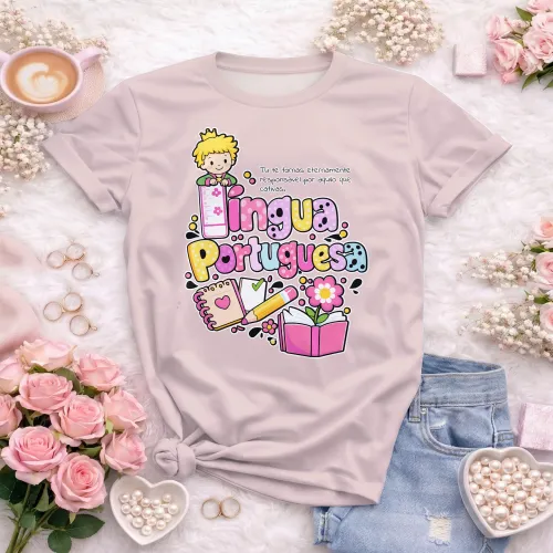 Arte para Camiseta de Língua Portuguesa Doces Desenhos