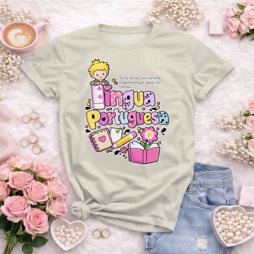 Arte para Camiseta de Língua Portuguesa Doces Desenhos