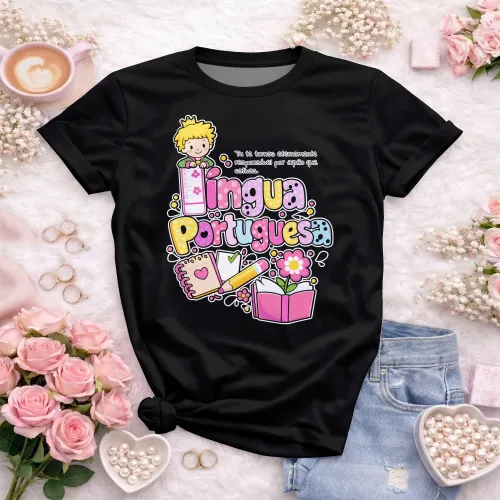 Arte para Camiseta de Língua Portuguesa Doces Desenhos