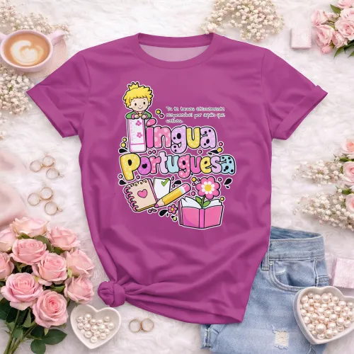 Arte para Camiseta de Língua Portuguesa Doces Desenhos
