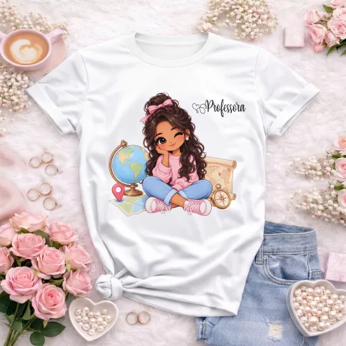 Arte Professora de Geografia em CDR com fonte inclusa e texto editável. Ideal para camisetas, Volta às Aulas e Dia dos Professores 2026 e 2027.