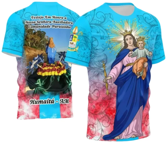 Arte Vetor Camisa Azul Religião - Nossa Senhora Auxiliadora