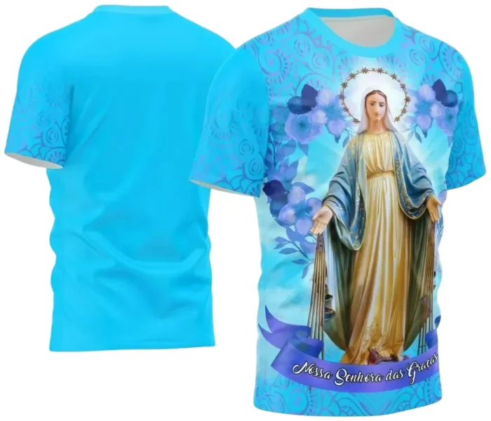 Arte Vetor Camisa Azul Religião - Nossa Senhora das Graças