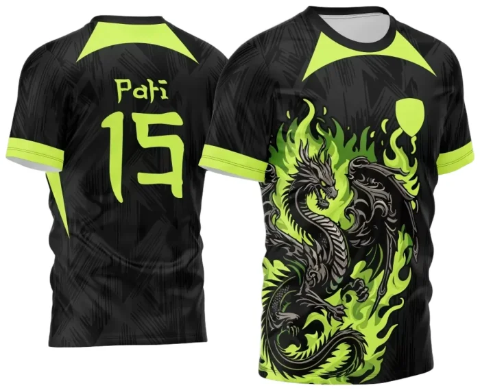 Arte Vetor Camisa Black Interclasse - Jogos Internos 2024 - Dragão Chamas Verdes