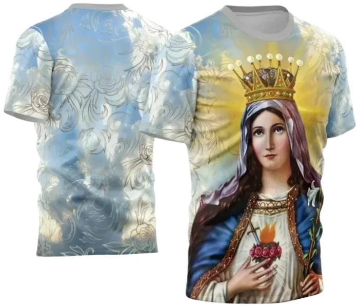 Arte Vetor Camisa Religião - Maria Mãe Rainha | Modelo 01
