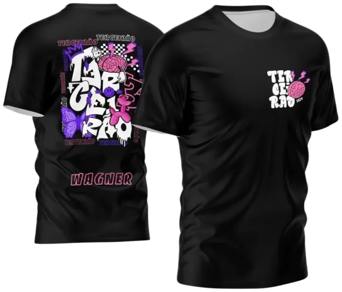 Arte para Camisa Terceirão Borboleta e Cachorro de Bexiga