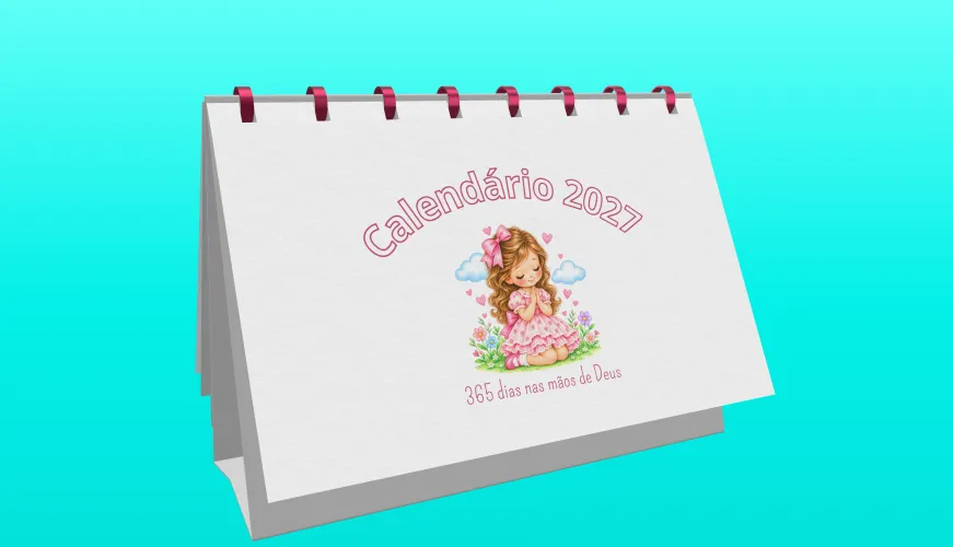 Mockup do Calendário 2027 Menininha de Fé A4 com capa 365 dias nas mãos de Deus  
Mockup do Calendário 2027 Menininha de Fé A4 com página de março ilustrada  
Mockup do Calendário 2027 Menininha de Fé A4 com página de novembro ilustrada