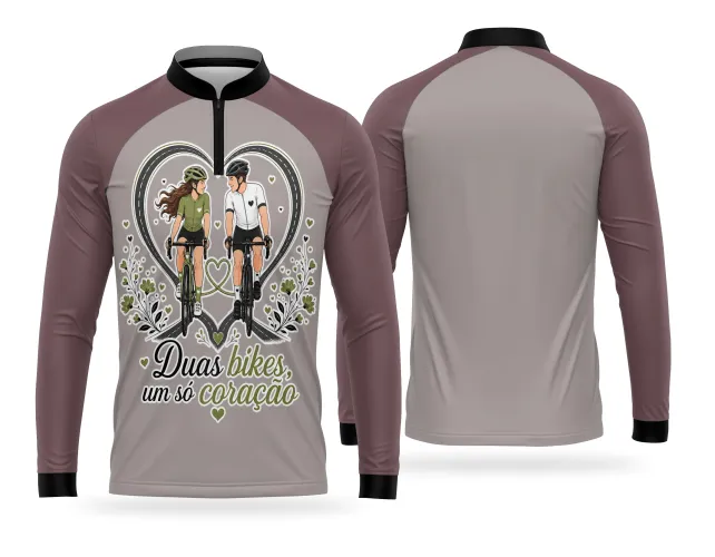 Camisa de bike para casal com estampa de amor e bicicletas