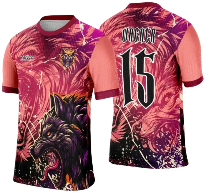 Camisa Interclasse Personalizada com Estampa de Lobo Vermelho