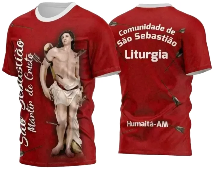 Camiseta Católica – São Sebastião com Estampa Religiosa