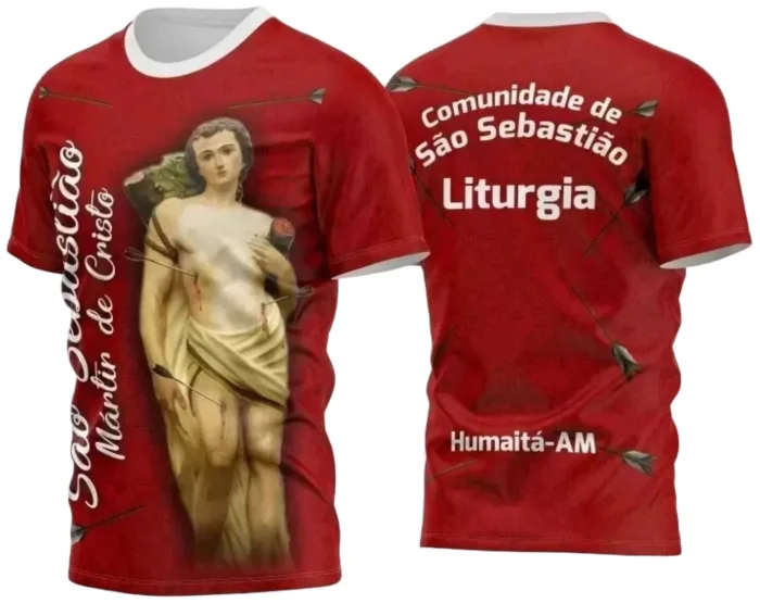 Camiseta Católica – São Sebastião com Estampa Religiosa