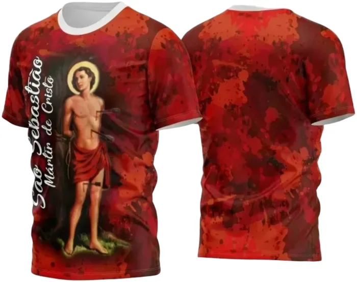 Camiseta Católica – São Sebastião com Estampa Religiosa