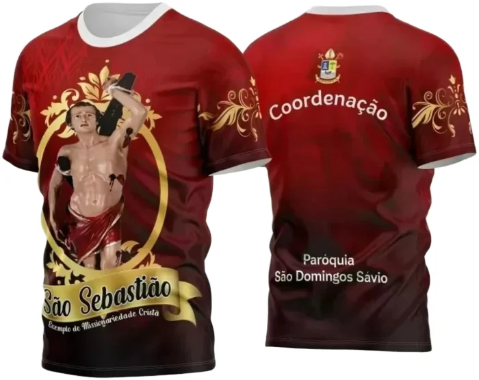 Camiseta Católica – São Sebastião com Estampa Religiosa