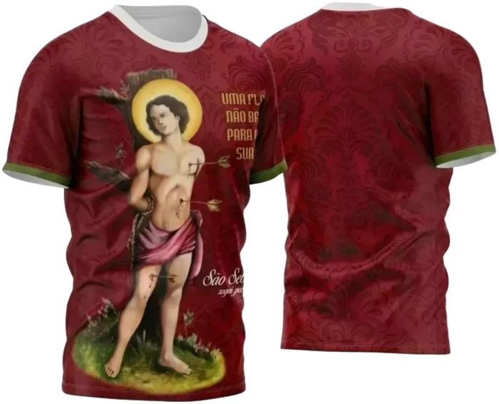 Camiseta Católica – São Sebastião com Estampa Religiosa