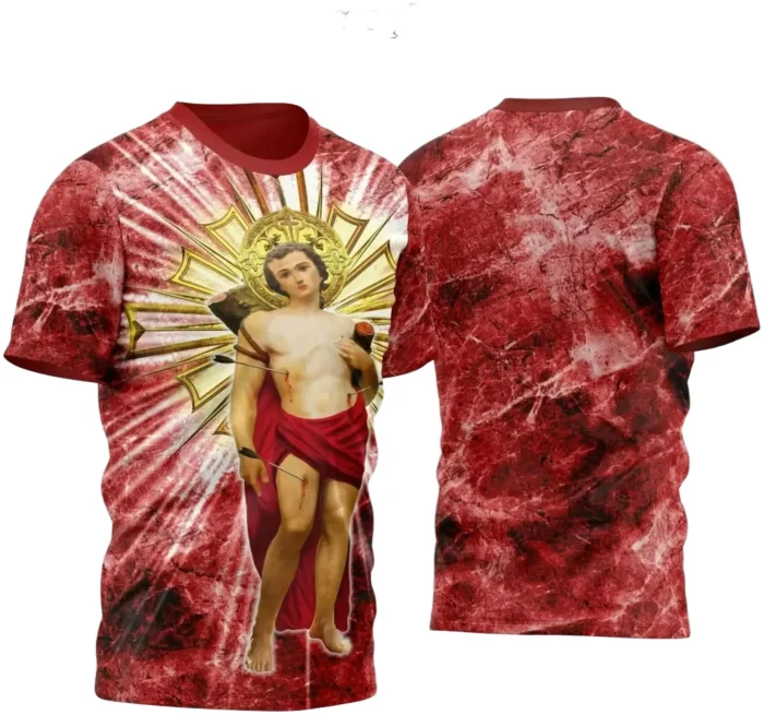 Camiseta Católica – São Sebastião com Estampa Religiosa