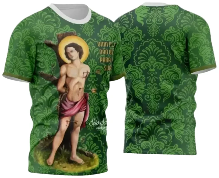 Camiseta Católica – São Sebastião com Estampa Religiosa