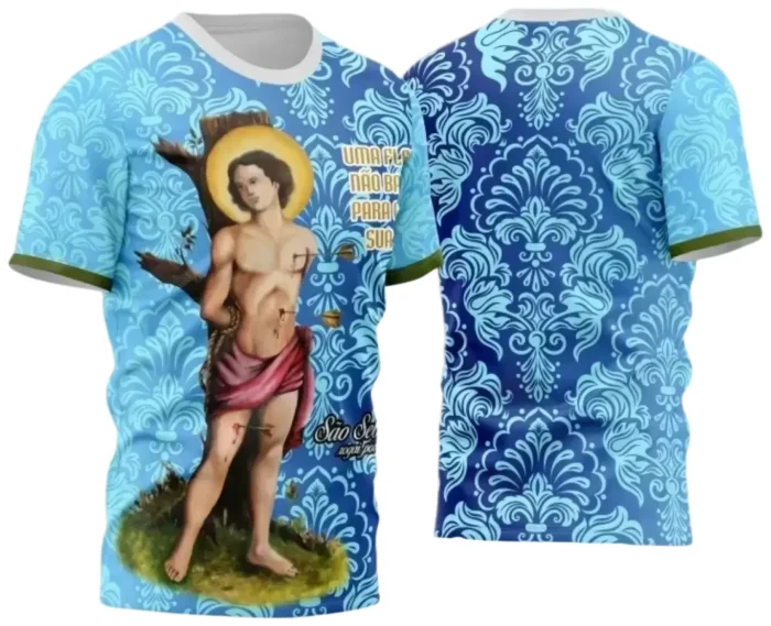 Camiseta Católica – São Sebastião com Estampa Religiosa