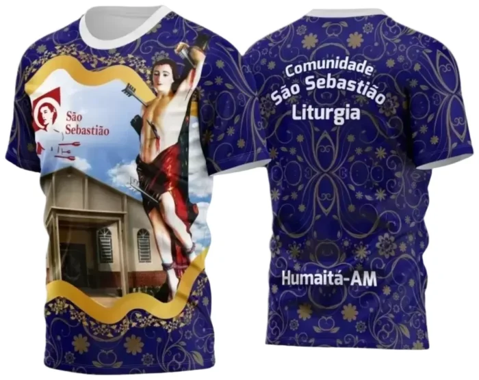 Camiseta Católica – São Sebastião com Estampa Religiosa