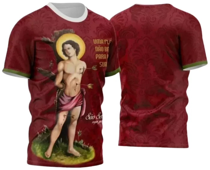 Camiseta Católica – São Sebastião com Estampa Religiosa