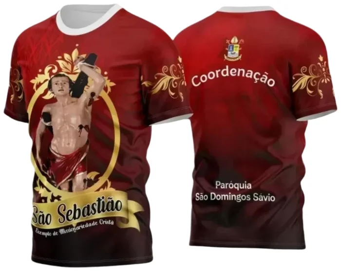 Camiseta Católica – São Sebastião com Estampa Religiosa