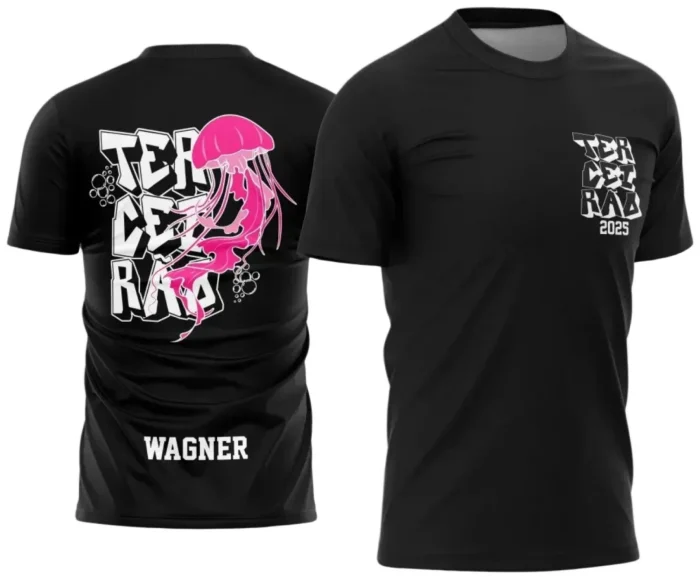 Camiseta Escolar Água Viva em Arte Vetor Criativa