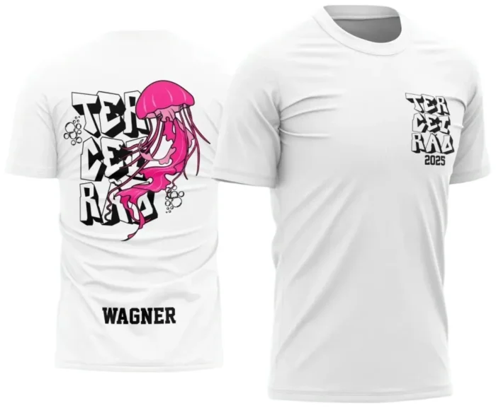 Camiseta Escolar Água Viva em Arte Vetor Criativa