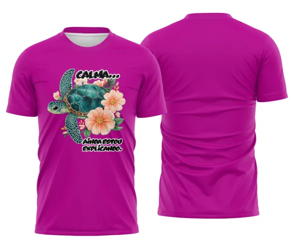 Camiseta Estampada Tartaruga Divertida – Calma Ainda Estou Explicando