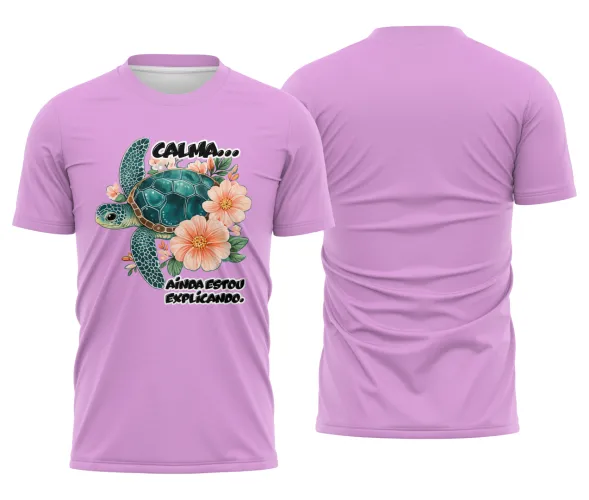 Camiseta Estampada Tartaruga Divertida – Calma Ainda Estou Explicando