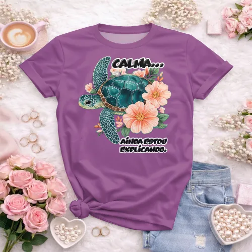 Camiseta Professora Divertida – Tartaruga Calma Explicando