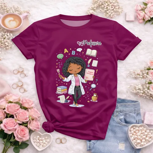 Camiseta Professora – Estampa Fofa e Confortável para Aula