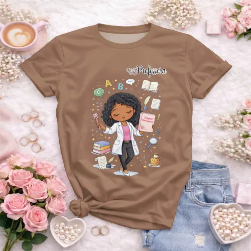 Camiseta Professora – Estampa Fofa e Confortável para Aula